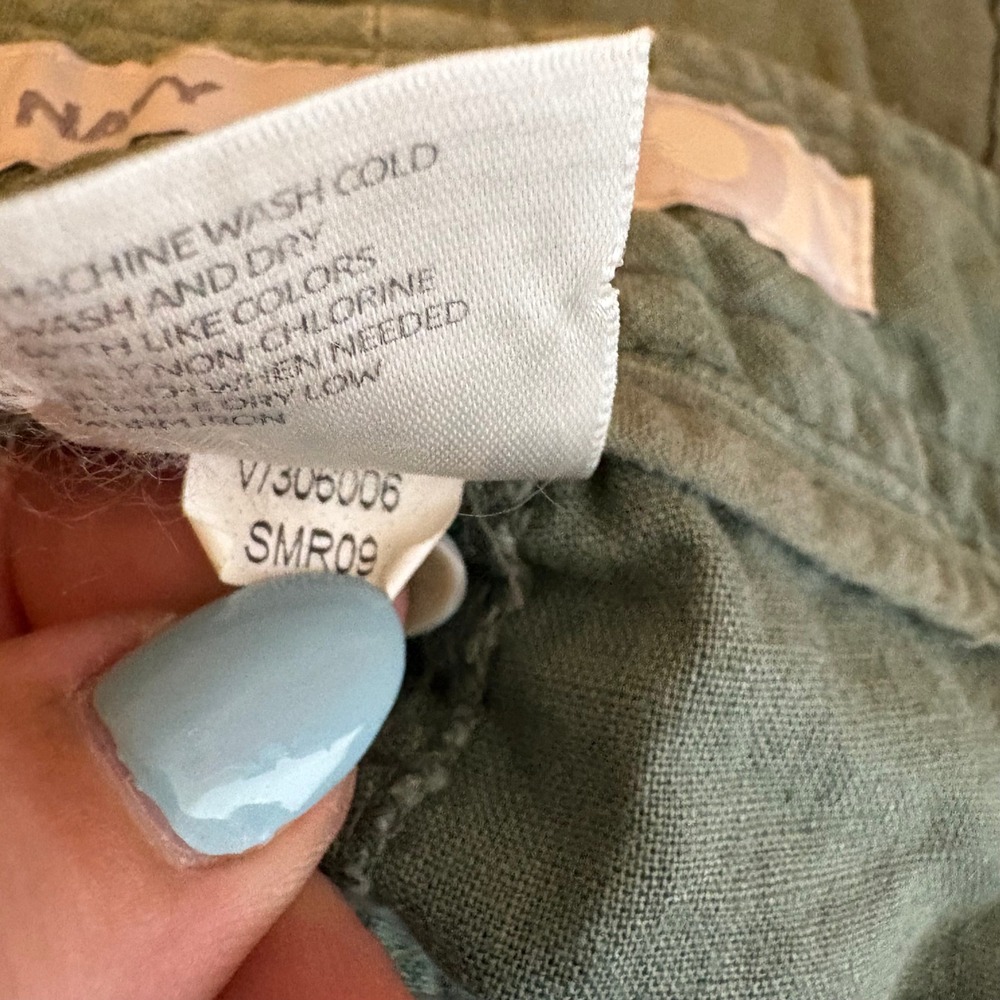 Old Navy Womens 18 Olive Green Linen Blend Mid-Rise Cargo Capri Pants Cropped - Picture 9 of 9